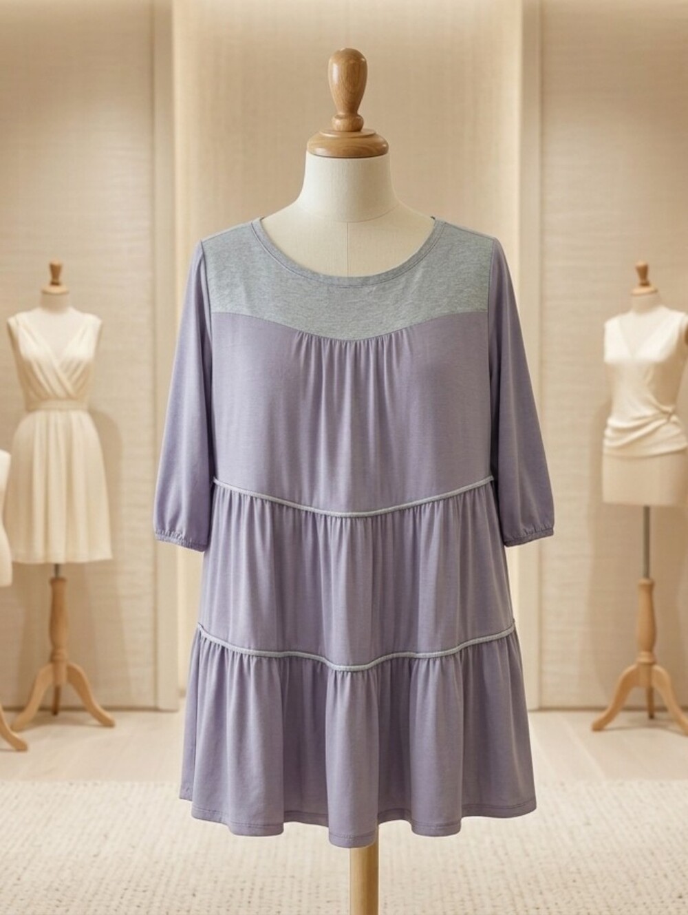 Chicwish L/XL Oversized Swing Top | Puff Sleeves | Tiered Ruffles